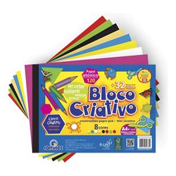 Bloco criativo romitec a4 8 cores 120g 32fls + livro criativo