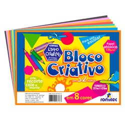 Bloco criativo romitec a3 8 cores 120g 32fls + livro criativo
