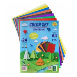 Papel sulfite criativo romitec a4 color set 8 cores 120g 24 folhas