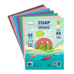 Papel sulfite criativo romitec a4 stamp 4 estampas 120g 24 folhas