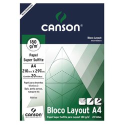 Bloco canson tecnico layout 180 g/m a4 - 20 folhas