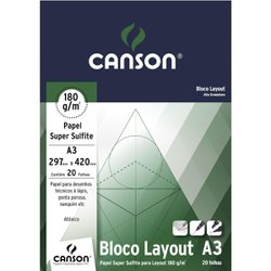 Bloco canson tecnico layout 180 g/m a3 - 20 folhas