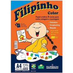 Papel sulfite filipinho criativo a4 8 cores 85g com 45 folhas