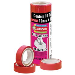 Fita adesiva adelbras polisil 12mm x 10m vermelha