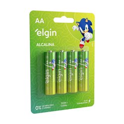 Pilha alcalina elgin pequena aa com 4