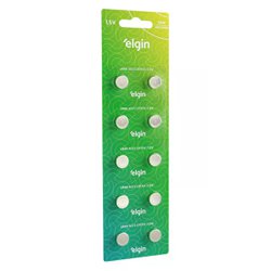 Bateria alcalina elgin lr44 com 10