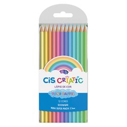 Lapis de cor cis criatic pastel sextavado com 12 cores