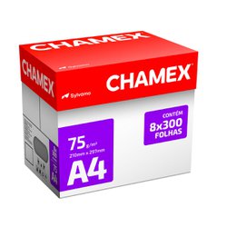 Papel sulfite chamex a4 branco 75g caixa com 2400 folhas