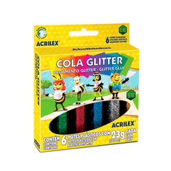 Cola glitter acrilex com 6 cores