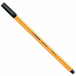 Caneta hidrografica stabilo point 88 0.4mm ultra fina preta com 10