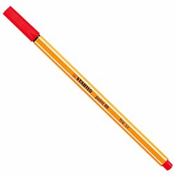 Caneta hidrografica stabilo point 88 0.4mm ultra fina vermelha com 10