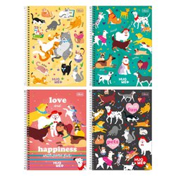 Caderno tilibra espiral c/d universitario hug me 1x1 80fls c/4 - 314129
