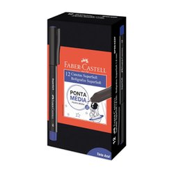 Caneta hidrografica faber castell super soft 1.0mm media azul com 12