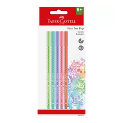 Caneta hidrografica faber castell fine pen pop 0.4mm ultra fina com 5 cores pasteis
