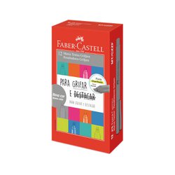 Marca texto faber castell grifpen cinza com 12