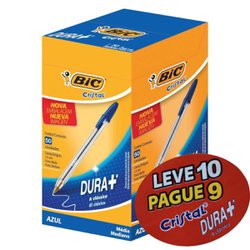 Caneta esferografica bic cristal dura + 1.0mm media azul leve 10 pague 9