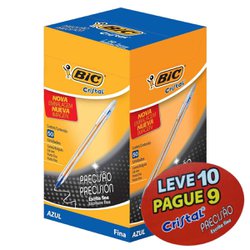 Caneta esferografica bic cristal precisao 0.8mm fina azul leve 10 pague 9