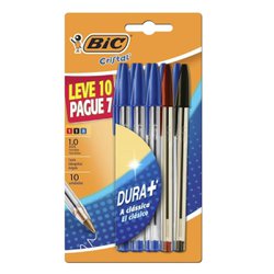 Caneta esferografica bic cristal dura + 1.0mm media sortida leve 10 pague 7