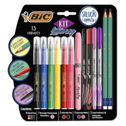 Kit lettering bic com 13 itens