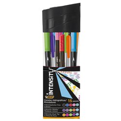 Kit caneta hidrografica bic intensity cores e pontas sortidas com 15