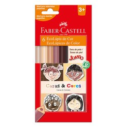 Lapis de cor faber castell caras e cores triangular com 6 cores jumbo