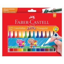 Caneta hidrografica faber castell jumbo triangular com 12 cores