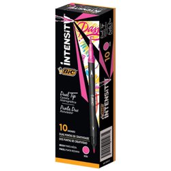 Caneta hidrografica bic intensity ponta dupla rosa com 10