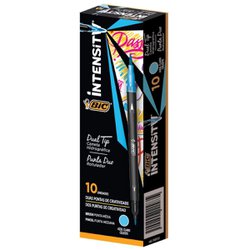 Caneta hidrografica bic intensity ponta dupla azul com 10