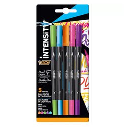 Caneta hidrografica bic intensity ponta dupla sortida com 5