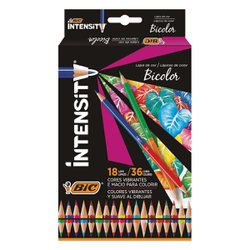 Lapis de cor bic bicolor intensity sextavado com 36 cores