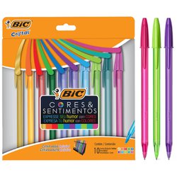 Caneta esferografica bic cores e sentimentos 1.2mm media sortida com 10
