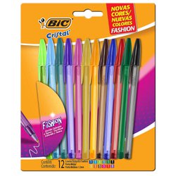 Caneta esferografica bic cristal fashion 1.2mm media sortida blister com 12