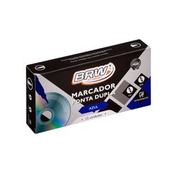 Caneta para retro ponta dupla brw azul - com 12