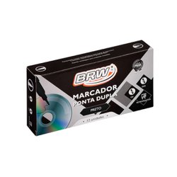 Caneta para retro ponta dupla brw preta - com 12