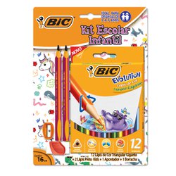 Kit escolar bic infantil colorir com 16 itens