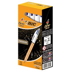 Caneta esferografica bic 4 cores 1.0mm media firework com 12