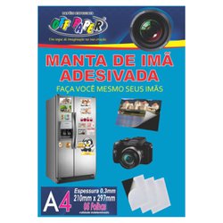 Folha manta de ima adesivada off paper a4 preta 5 folhas 0.3mm