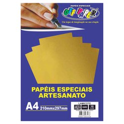 Papel laminado off paper a4 ouro 250g 10 folhas