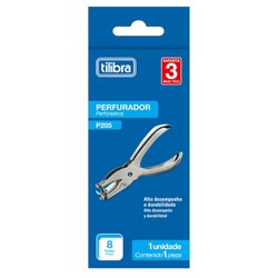 Perfurador de papel tilibra 1 furo p/8 folhas - p205