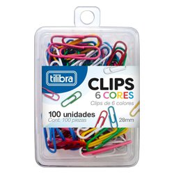 Clips tilibra 28mm - 6 cores com 100
