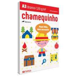 Papel sulfite chamequinho a3 branco 120g/40kg com 50 folhas