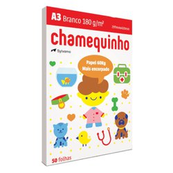 Papel sulfite chamequinho a3 branco 180g/60kg com 50 folhas