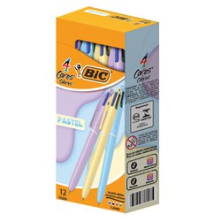 Caneta esferografica bic 4 cores 1.0mm media pastel com 12