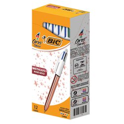 Caneta esferografica bic 4 cores 1.0mm media rosegold com 12
