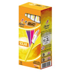 Caneta esferografica bic 4 cores 1.0mm media solar com 12
