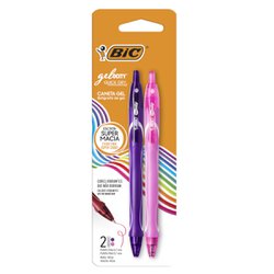 Caneta esferografica bic gelocity quick dry 0.7mm fina rosa/roxo blister