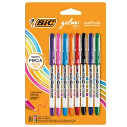 Caneta esferografica bic gelocity stic 0.5mm fina sortida com 8