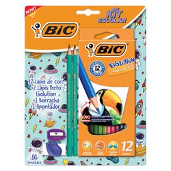 Kit escolar bic colorir + lapis colorir com 16 itens