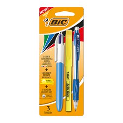 Kit universitario bic 4 cores / marcador / lapiseira