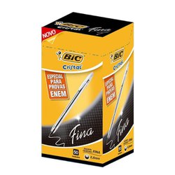 Caneta esferografica bic cristal precisao 0.8mm fina kit enem preta com 50